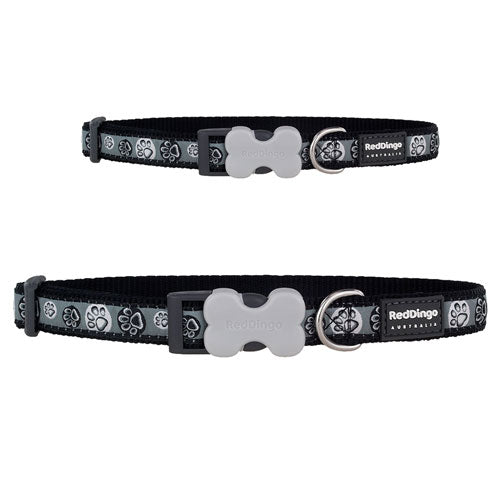 Dog Collar with Paw Impressions Design (Black)