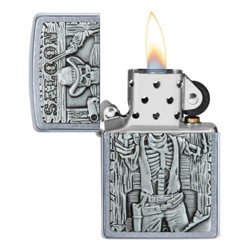 Zippo Skeleton Saloon Street Chrome Lighter