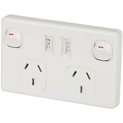 Double GPO Power Point with USB Ports (10A)