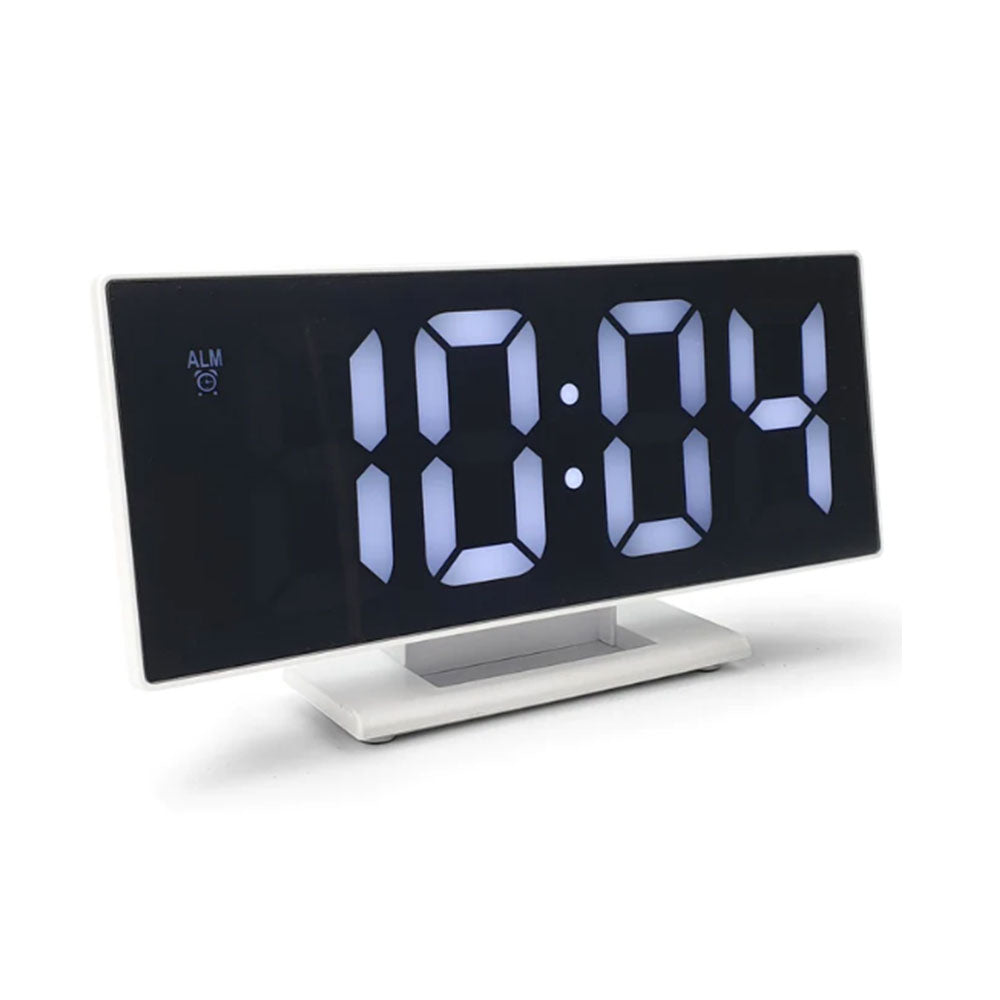 Mirrored Face LCD Alarm Clock 19cm