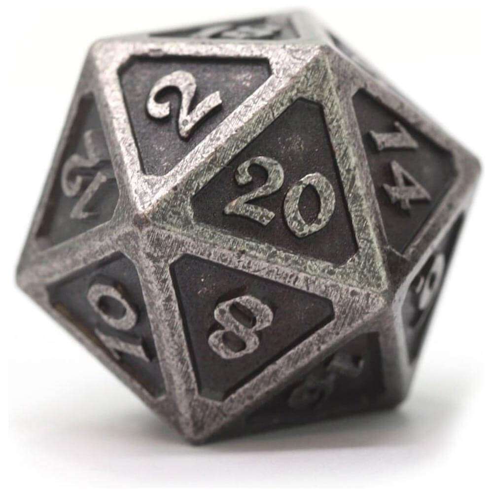 D20 Dire Die Hard Dice Mythica Dark Silver (Single)