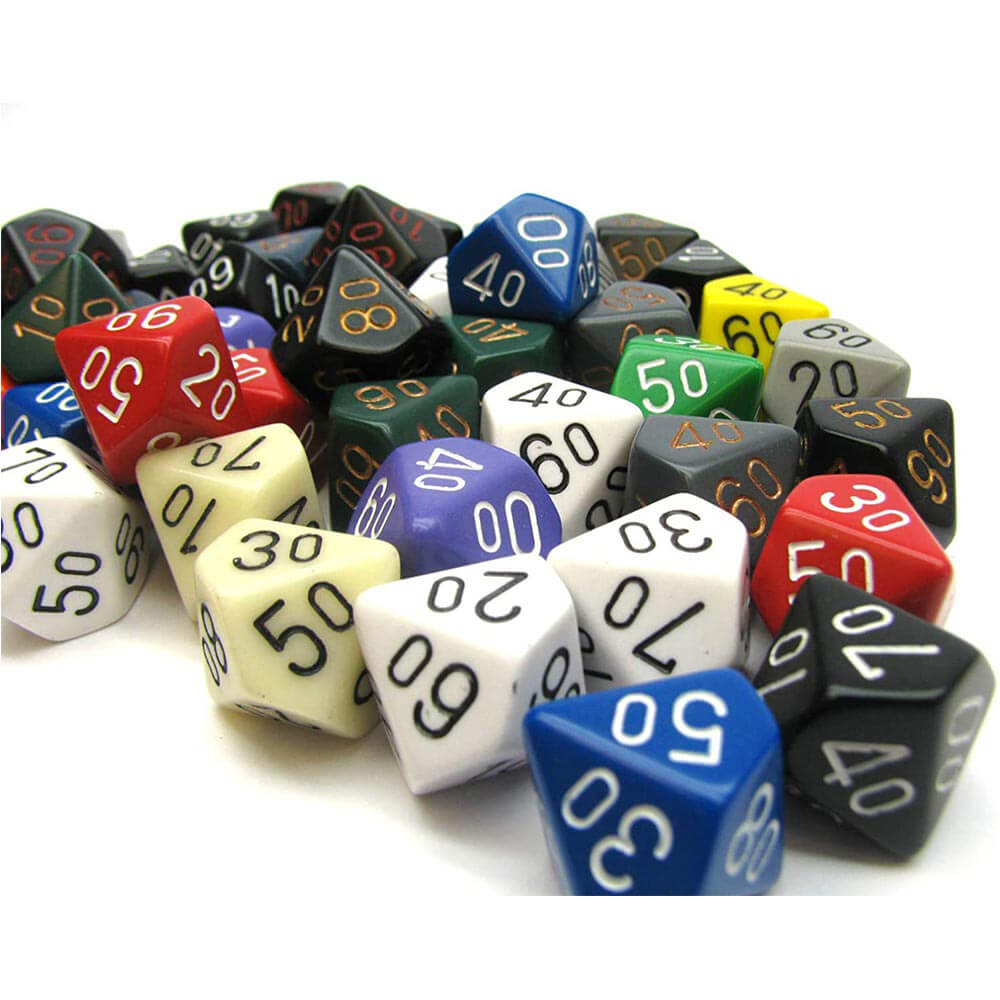 D10 TENS DICE Poly sciolto assortito (50 dadi)