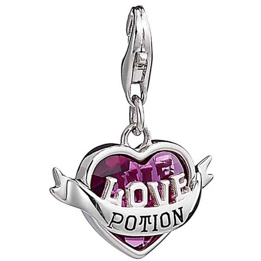 Harry Potter Silver Love Potion Charm com cristal