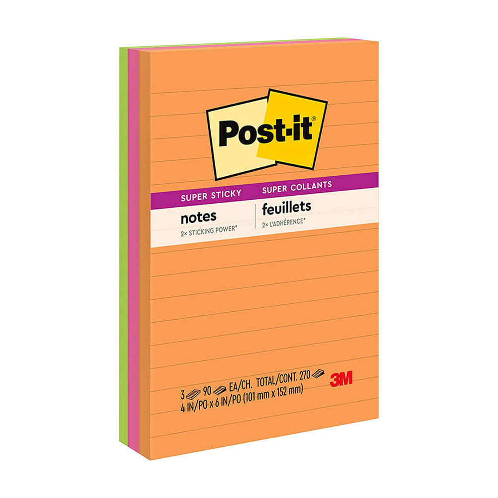 Post-It Notes 98x149mm Assorted (3pk)