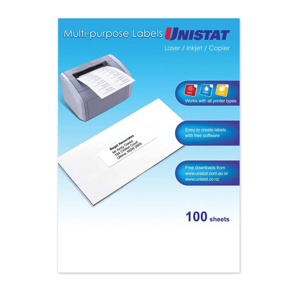 Unistat Laser / INKJet / Copier Label 100pk