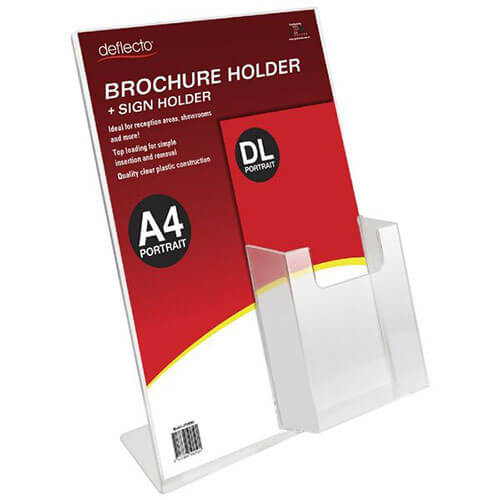 Deflecto Portrait Sign Holder A4 Brochure Pocket DL