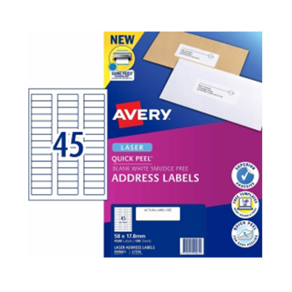 Avery laseradresse label White (100pk)