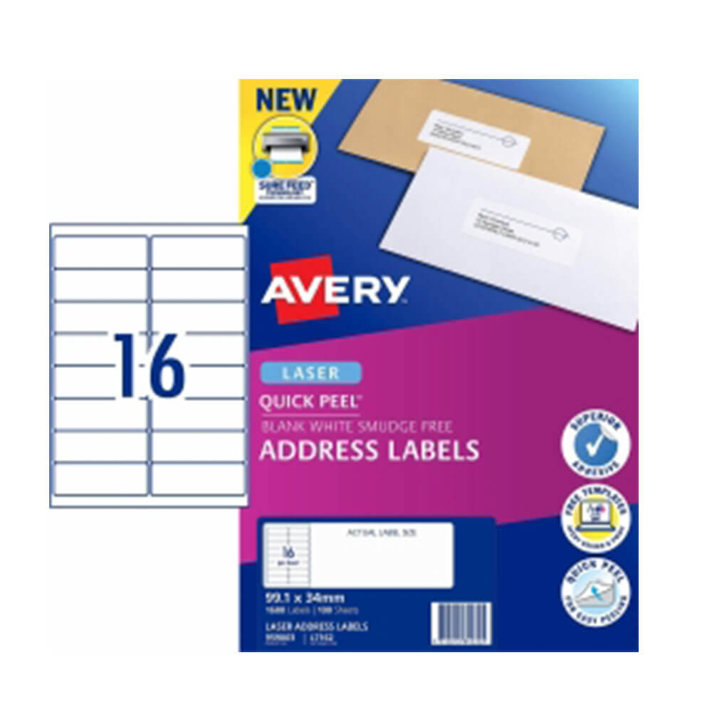 Étiquette d'adresse laser Avery blanc (100pk)