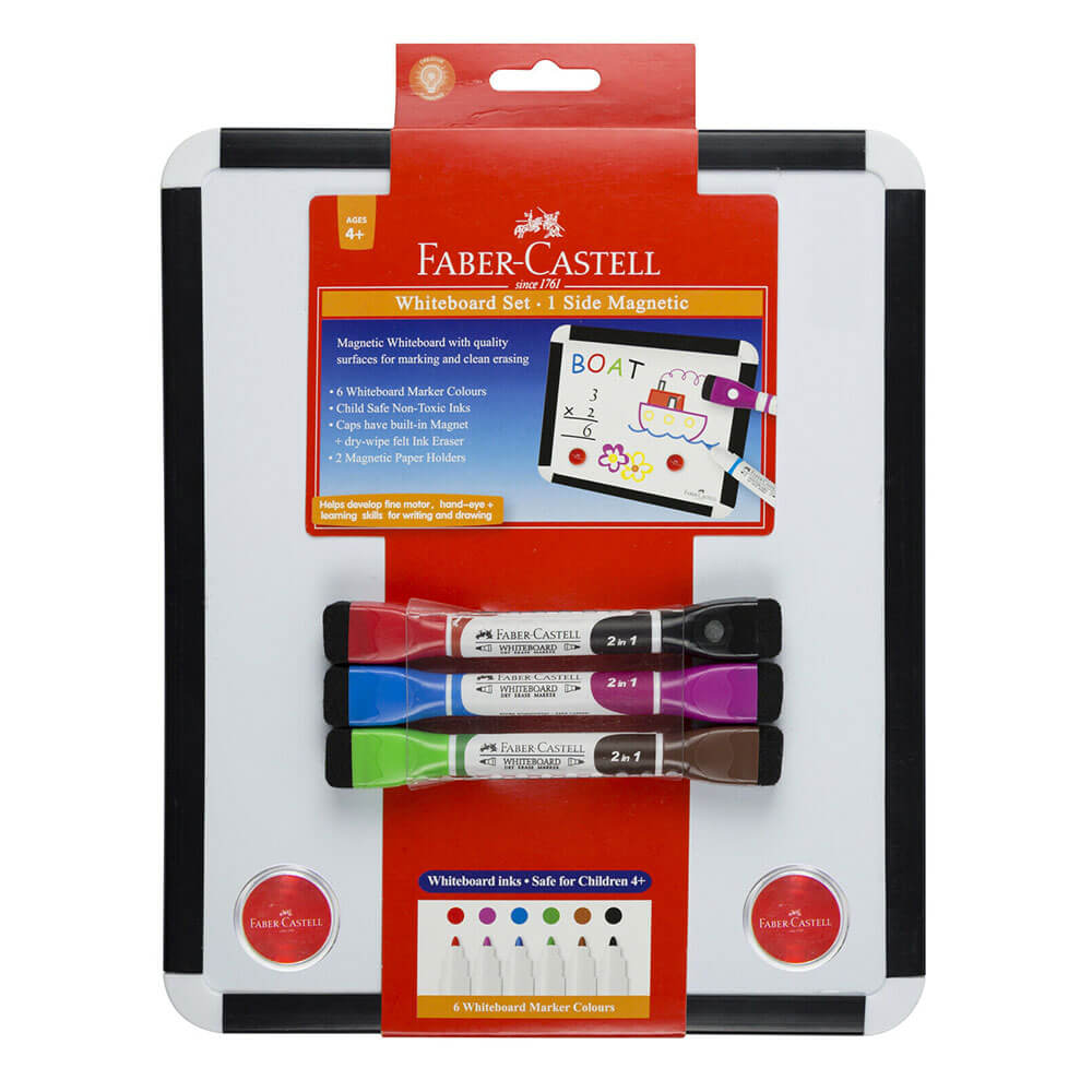 Faber-Castell 2 Sided Whiteboard Set (Markers & Eraser Ends)