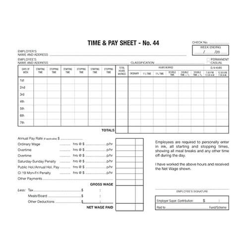 Zions Hotel Time Sheet