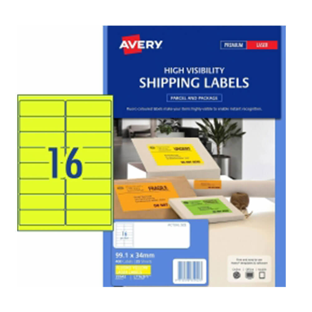 Avery High Visibility Shipping Etiqueta 25PK 16/Hoja