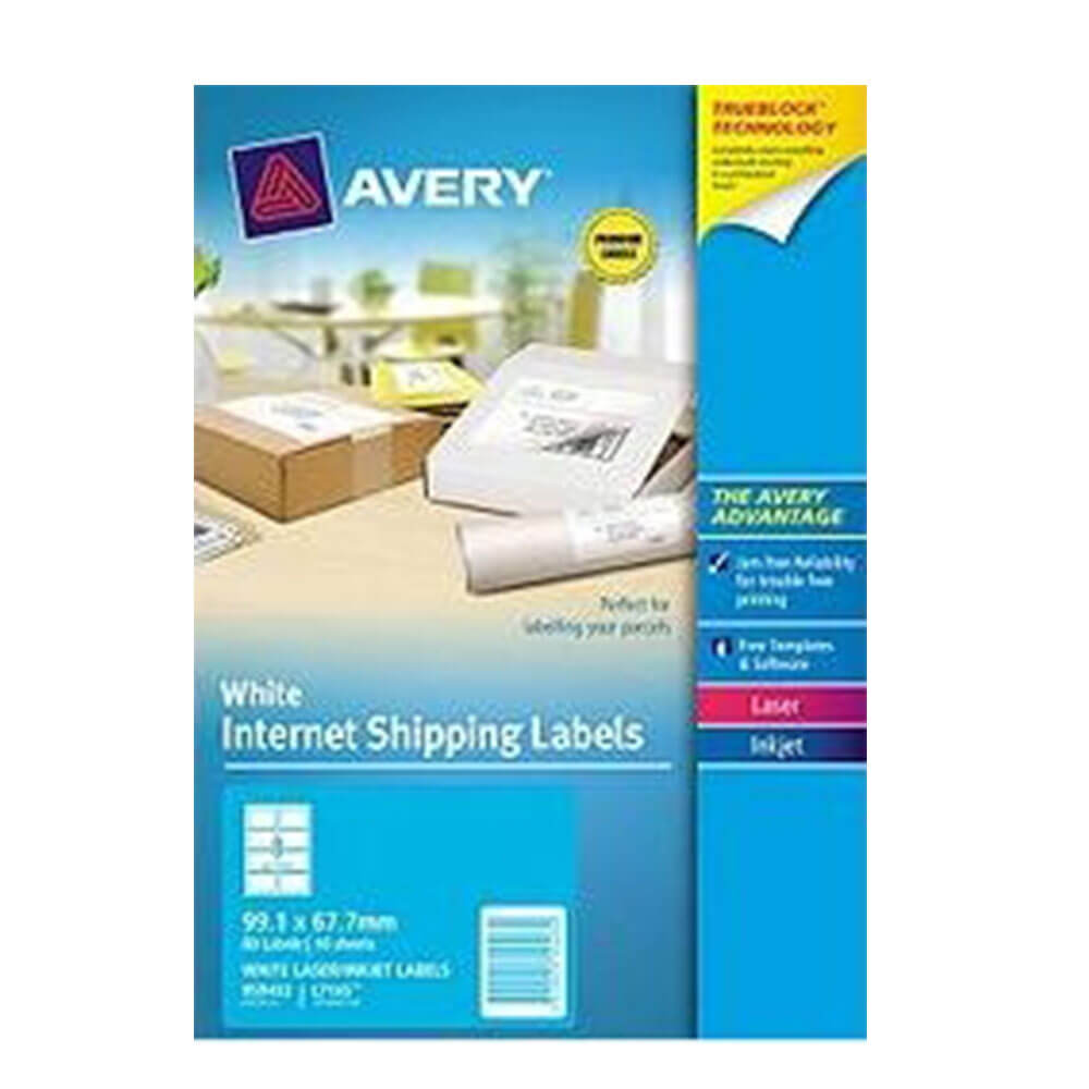 Avery Trueblock Internet Shipping Etichetta 10pk White