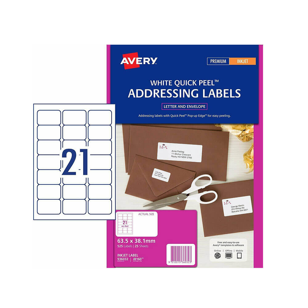 Étiquette d'adresse à jet d'encre Avery (25pk)