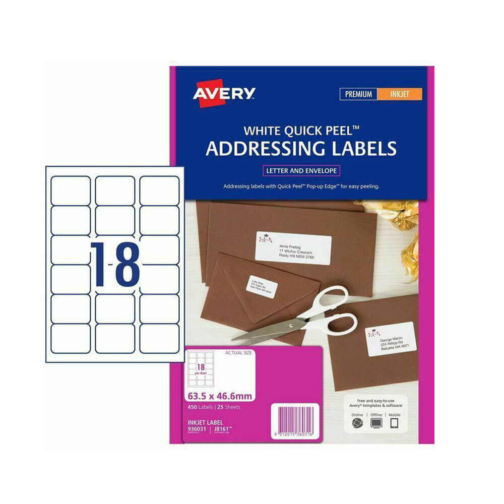 Étiquette d'adresse à jet d'encre Avery (25pk)