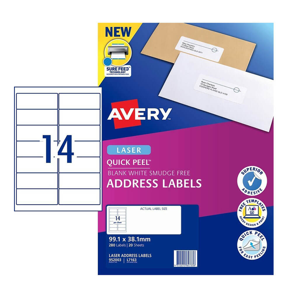 Label Avery Laser Retail Pack (20 pk)