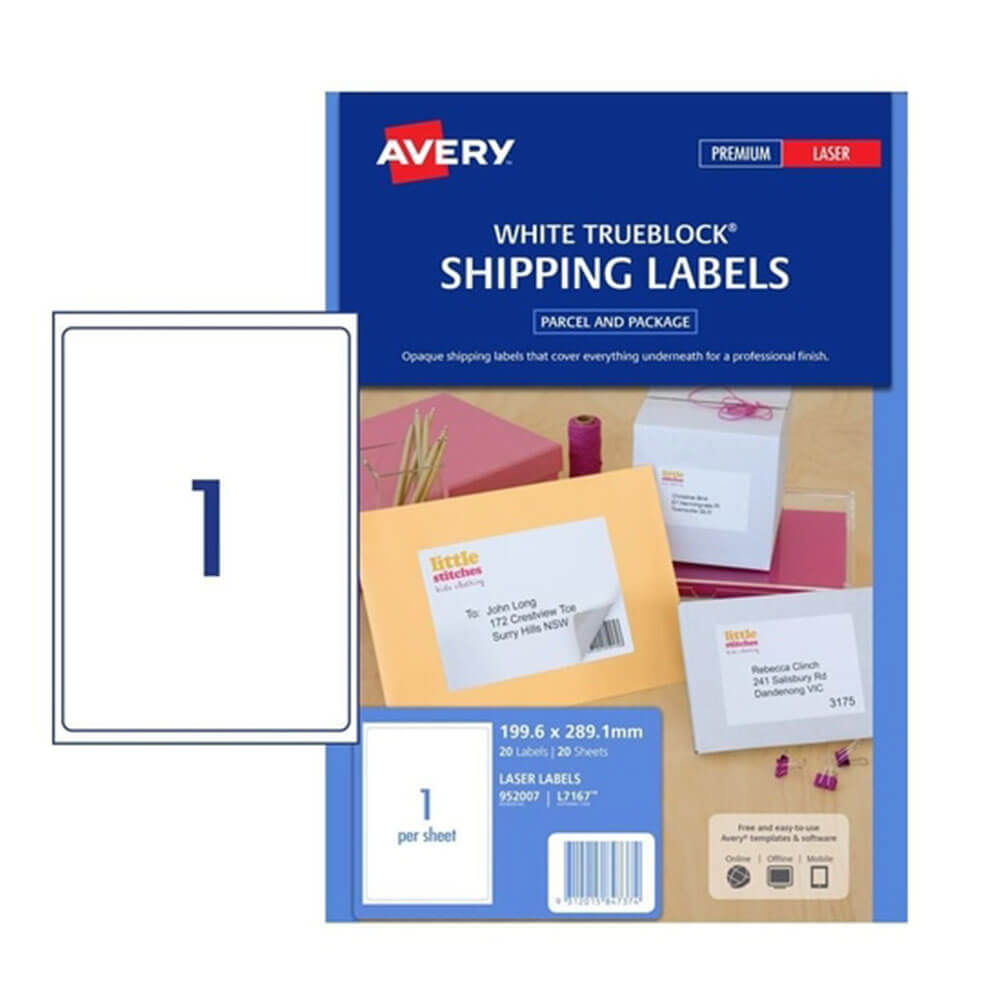 Label Avery Laser Retail Pack (20 pk)