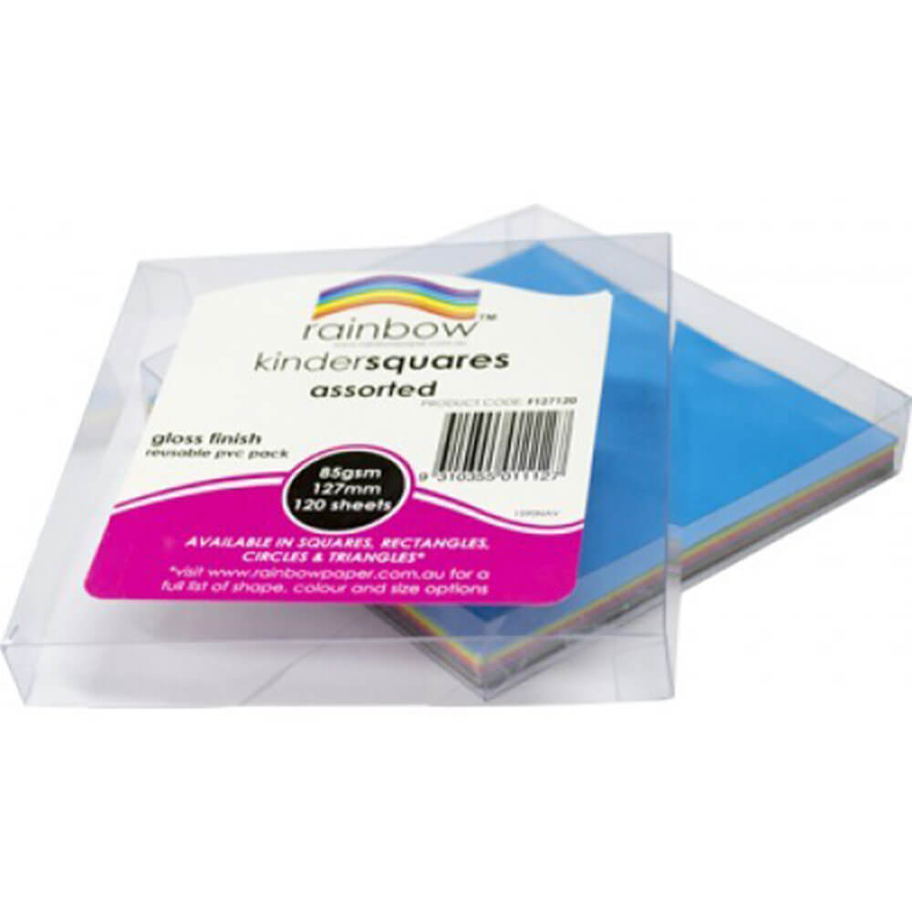 Rainbow Kinder Squares Craft Paper 120pk (glanzend)