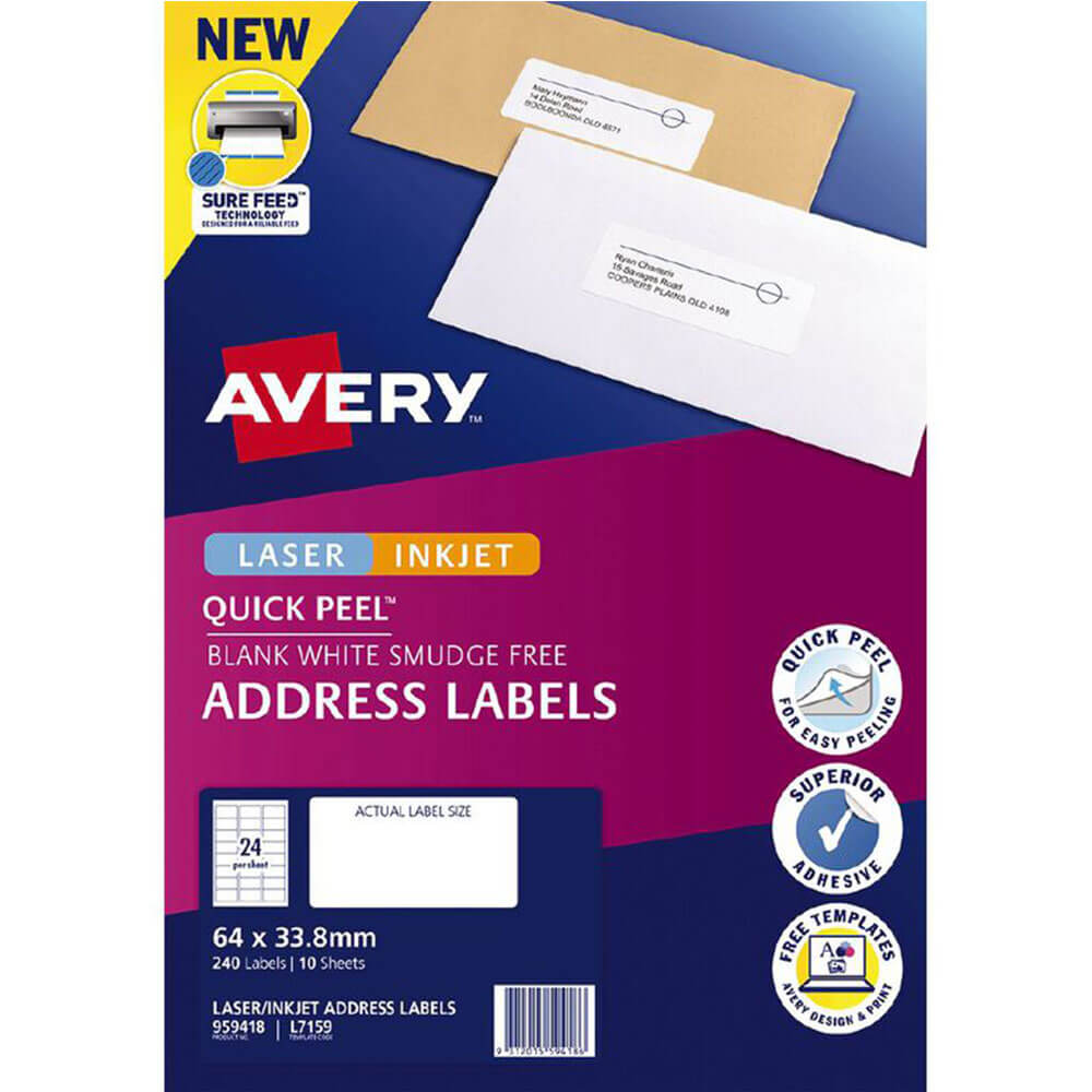 Avery Laser Inkjet Quick Peel Adressetiketter