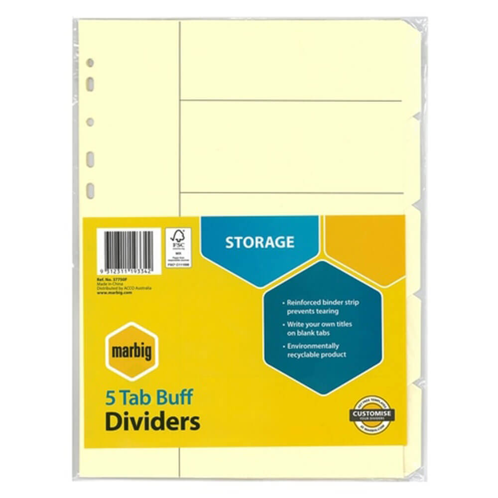 Marbig 5 Tab Manilla Dividers (A4)