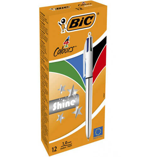 Bic 4 Colours Shine Pen (Box of 12)