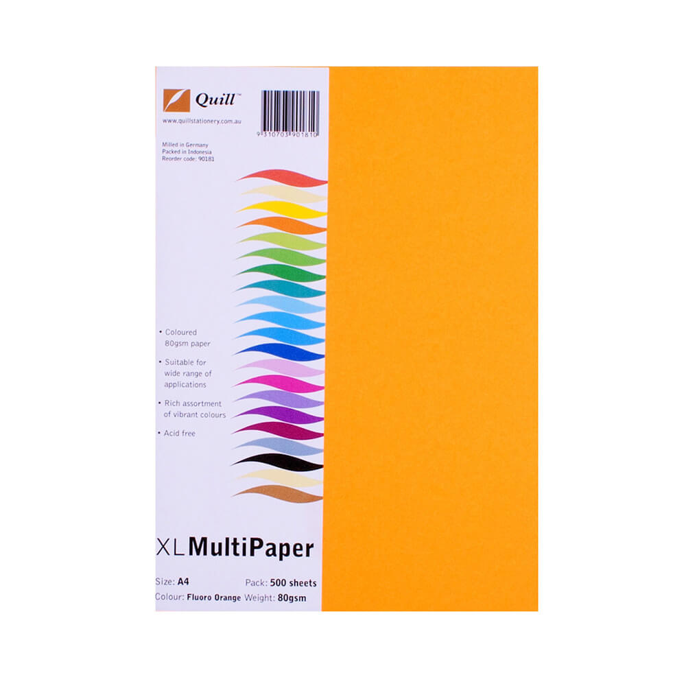 Quill A4 farvet kopipapir 500pk (80 gsm)